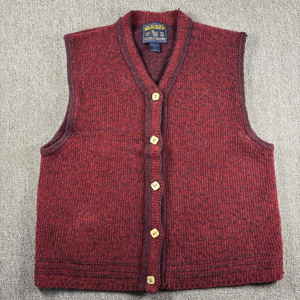 Vintage Woolrich Women’s Cardigan Sweater Vest XL Red Wood Buttons